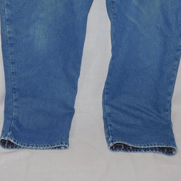 VTG LL Bean Mens 42 x 32 Plaid Flannel Lined Comfort Waist Denim Blue Jeans - Picture 9 of 13